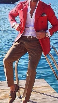 Men Red Blazer Outfit, Red Blazer Outfit Men, Workout Man, Blazer Outfits Men, Blazer For Men, Mens Blazer, Mens Fashion Blazer, Mens Fashion Wear, Smart Casual Men