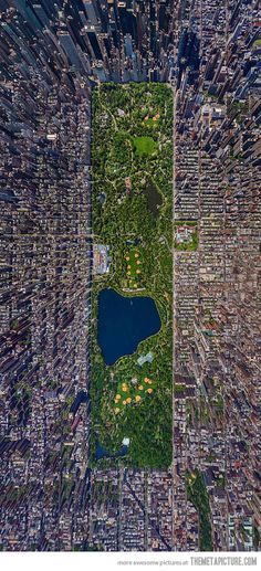 an aerial view of a city with lots of trees