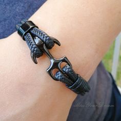 Mens Boho Leather Bracelets jewelry, Modern Black, Anchor sailor Multilayer Woven braided, Stainless Steel hook, gift for him, father, boyfriend,husbandelry 💕💕Add To Favorites Collection If You Love Them💕💕 Braided real leather cord - anchor made of stainless steel - leather cord black/dark blue - dimensions of the anchor: 35x20 mm - Bracelet length 8.3 inches (21cm), fit wrist size up to 7.5 inches(19cm) An anchor bracelet is a great gift for all occasions that will remind your loved ones of you for many years to come! The anchor as a symbol stands for firm belief but also for strength and loyalty. A perfect Gift for your loved ones! The handmade minimalist bracelets are made of high-quality leather and stainless steel slaps, making it a unique and thoughtful gift for your spouse, a fr Leather Bracelets, Leather Anchor Bracelet, Anchor Bracelet, Braids With Weave, Boho Leather, Bracelet Cuir, Minimalist Bracelet, Bracelets Jewelry, Bracelet Length