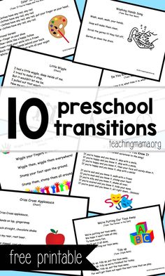 10 free printable preschool worksheets for pre - school transitions with text overlay