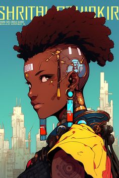 Space Character Design, Afrofuturism Aesthetic, Afrofuturism Fashion, Afrofuturism Art, Anime Home, Art Cyberpunk, Cyberpunk Character, Black Characters, Futuristic Art