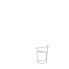 a line drawing of a glass filled with water and a heart on the top, in front of a white background