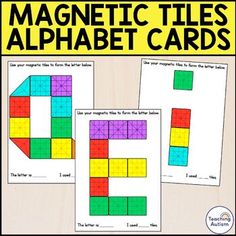 the magnetic tiles alphabet cards are shown