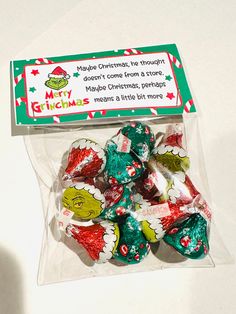 a package of christmas candy wrapped in cellophane