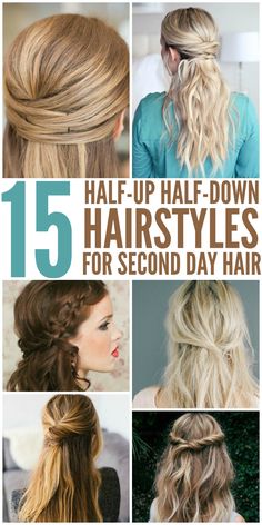 15 Simple Hairstyles - Half Up for those days when your hair is just not cooperating! Teacher Hairstyles, Half Up Hairstyles, Emo Hairstyles, Straighten Hair, Second Day Hairstyles, Half Up Half Down Hairstyles, Simple Hairstyles, Daily Hairstyles, Work Hairstyles