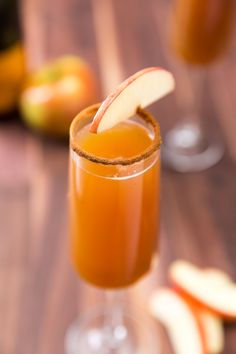 an apple cider is garnished with cinnamon