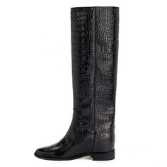 Victoria, black - wide calf boots, large fit boots, calf fitting boots, narrow calf boots Crocodile Print, Croc Print, Happy Women, Nice Leather, Embossed Leather, The Wild, High Boots, Rubber Rain Boots, Wedge Boot