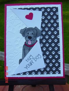 a close up of a card with a dog on it