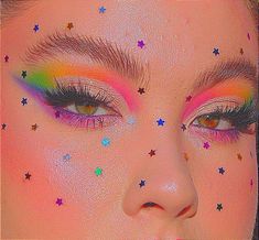 Stars Makeup Look, Stars Makeup, Indie Makeup, Rainbow Stars