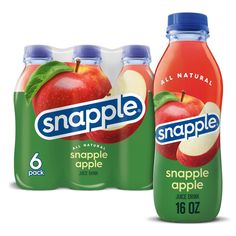 three bottles of snapple apple juice