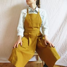 Pottery Apron Pleated Canvas Pinafore With Split Leg Skirt | Etsy Couture, Pottery Apron, Split Leg Apron, Leg Skirt, Utility Apron, Artist Apron, Craft Apron, Work Aprons, Split Legs