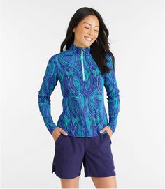 Women's SunSmart® UPF 50+ Sun Shirt, Quarter-Zip Print | Cover-Ups & Rash Guards at L.L.Bean Swim Shirts For Women, Active Swimwear, Active Outfits, Sun Shirt, Print Swimwear, Swim Shirts, Mock Neckline, Swimwear Cover Ups, Active Women