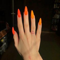 Grunge Nails, Bright Nails, Orange Nails, Dream Nails, Funky Nails, Pretty Acrylic Nails, Short Acrylic Nails, Best Acrylic Nails