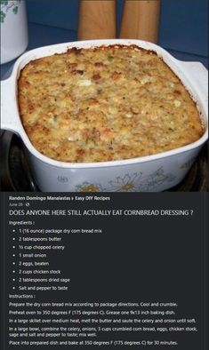 a casserole dish sitting on top of a table next to a person's legs