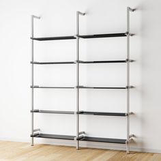 Modular Shelving Units - Aluminum Shelves Sheet Metal Art, Aluminum Shelves, Shelving Design, Sophisticated Aesthetic, Frame Shelf, Modular Shelving, Vinyl Storage, Bakery Design, Shelving Units