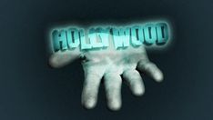 a hand with the word hollywood painted on it's palm in front of a black background