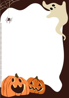 a halloween card with two pumpkins and a ghost