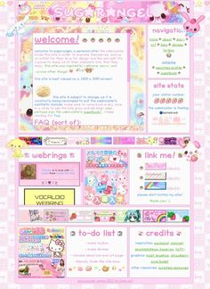 an image of a website page with hello kitty theme