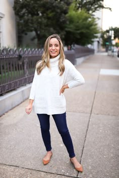 Four ways to wear an ivory coat | fall outfits with LOFT | petite style blog | petite fashion Forever 21 Outfits, Basic Long Sleeve Tee, Petite Sweaters, Tight Sweater, Simply Chic, Style Blogger