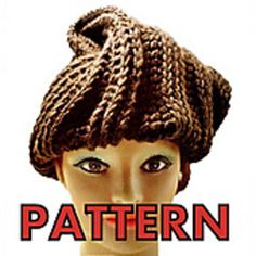 a mannequin head wearing a knitted hat with the words pattern on it