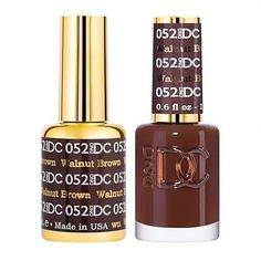 DND Gel polish and matching varnish. Our premium gel polish has superior pigmentation and coverage. Duo Pack Contains: matching colors of 1 each of: 15ml/.06 fl oz Gel Nail Polish and 15ml/.06 fl oz Lacquer Color: Brown. Brown Nail Polish, Long Lasting Nails, Gel Polish Colors, Dry Nails