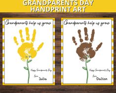 two handprints with the words grandparents day and grandpa's day written on them