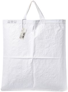 a white bag with a tag on it