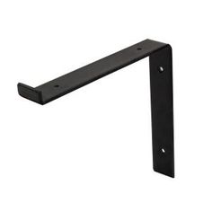 a black metal shelf bracket on a white background