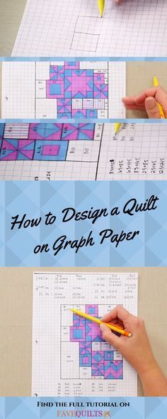 how to design a quilt on graph paper with crayons and pencils - step by step instructions