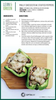 the recipe for stuffed green peppers is shown