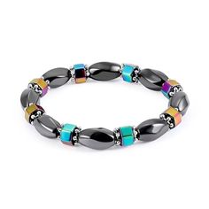 Bracelets Type: Charm Bracelets Gender: Women Metals Type: Zinc Alloy Style: TRENDY Chain Type: Beaded Bracelet Shape\pattern: Geometric Hematite Bracelet, Hematite Stone, Handmade Bangles, Mens Beaded Bracelets, Magnetic Bracelet, Strand Bracelet, Colorful Bracelets, Black Stone, Stone Bracelet