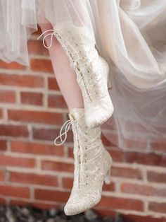 Victorian Era Wedding Boots Ivory Bridal Boots Vintage | Etsy Wedding Heels With Laces And Round Toe, Cream Fitted Almond Toe Boots, Cream Almond Toe Fitted Boots, Fitted Wedding Shoes With Round Toe, Fitted Round Toe Wedding Shoes, Fitted Lace-up Lace Wedding Shoes, Fitted Low Heel Wedding Shoes For Ceremony, Fitted Cream Closed Toe Boots, Cream Closed Toe Fitted Boots