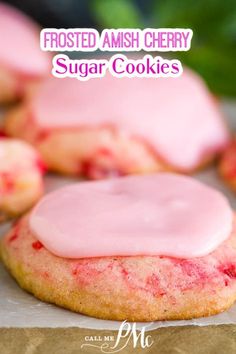 frosted Amish cherry sugar cookies with frosting from Call Me PMc Cherry Sugar Cookies, Cherry Cookies Recipes, Cake Mug, Homemade Recipes Dessert, Cherry Cookies, Maraschino Cherries, Cherry Desserts, Cookie Time, Cherry Recipes