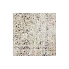 an area rug with various colors and patterns on it, including beiges, blue, brown