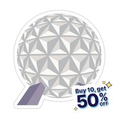 an image of a large ball with the price tag 50 % off on it's side