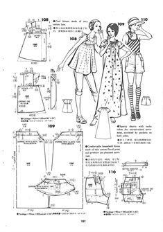 an old fashion sewing pattern with two women's dresses