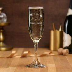 Cheers to love wedding events with silver hearts and gray script typography
 #ad Personalized Champagne Flutes, Lucky In Love, Gps Coordinates, Unique Personalized Gift, Change Text, Etched Glass, Love Wedding, Champagne Flute