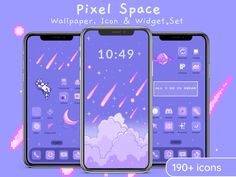 pixell space wallpaper icon and widget set for iphone, ipad or ipod