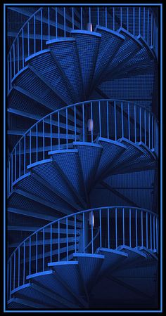 an image of a spiral staircase in blue