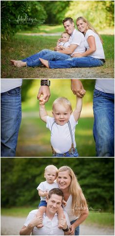 the family is posing for pictures together in their natural surroundings, and they are holding each other