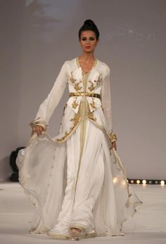 white Muslim Evening Dresses, Moroccan Clothing, National Clothes, Moroccan Kaftan, Kaftan Style