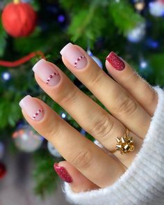 Unghie Sfumate, Christmas Nails Easy, Christmas Nails Acrylic, Festival Nails, New Year's Nails, Dipped Nails, Xmas Nails