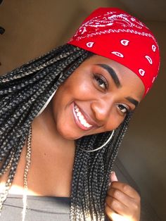 Box Braids Bandana, Box Braids With Bandana, Bandana Braids, Bandana Outfit, Girl Goals, Bandana Girl, Head Wrap Styles, Head Scarf Styles, Box Braid