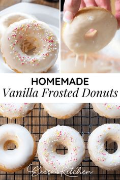 homemade vanilla frosted donuts with sprinkles