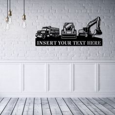 there is a sign that says insert your text here on the wall next to a chair