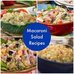 macaroni salad recipe collage with four pictures