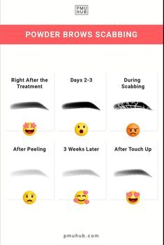 Powder Brows Healing Stages, Ombre Powder Brows Healing Process, Ombre Powder Brows Quotes, Ombre Brows Healing Process, Powder Brows Healing Process, Ombré Powder Brows, Ombre Powder Brows, Powder Brows, Brow Salon Ideas