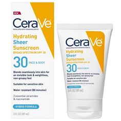 Hybrid Formula Cerave Skincare, Sunscreen For Sensitive Skin, Zinc Oxide Sunscreen, Chemical Sunscreen, Beauty Vitamins, Natural Sunscreen, Facial Sunscreen, Body Sunscreen, Protector Solar