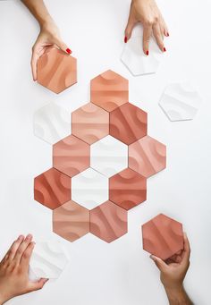 Nova 6 wall tile. Create your unique pattern! Social Media Images Design, Textures Murales, Modular Tile, Interior Studio, 3d Tiles, Small House Elevation Design, Ceramic Artwork, Hexagon Design, Tiles Design