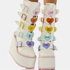 Nwt Sold Out *Htf* Soooooo Cute You Guys !! Size : 8 Yru Shoes, Rare Shoes, Christmas Shoes, Kawaii Shoes, Black Platform Heels, Platform Heels Chunky, Gorgeous Shoes, Platform Sneakers, Platform Boots